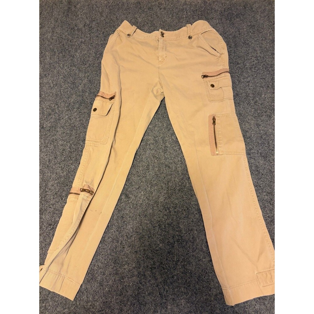Lauren Ralph Lauren Size 6 Tan Cargo Pants 100% Cotton Zip Pockets Utility - Picture 2 of 7